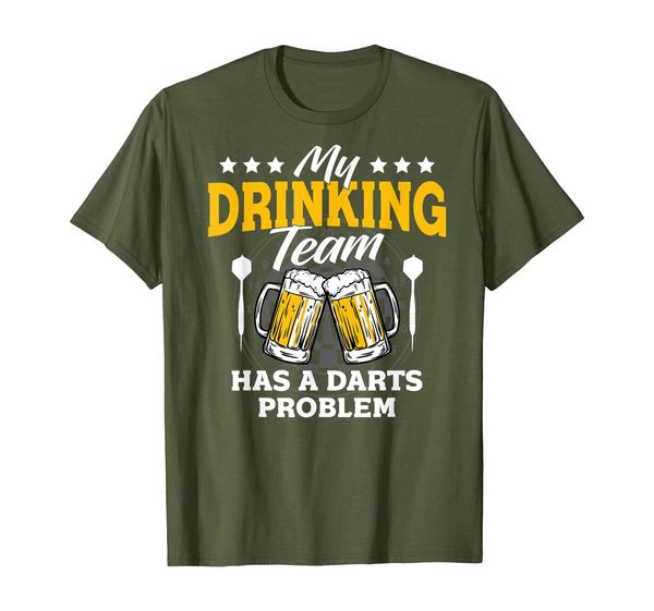 

my drinking team has a darts problem funny gift shirt dart, White;black