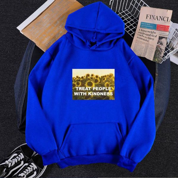 

treat people with kindness sweatshirt sunflower hoodies gothic girls fashion letter pullovers streetwear woman clothes xl women's & swe, Black