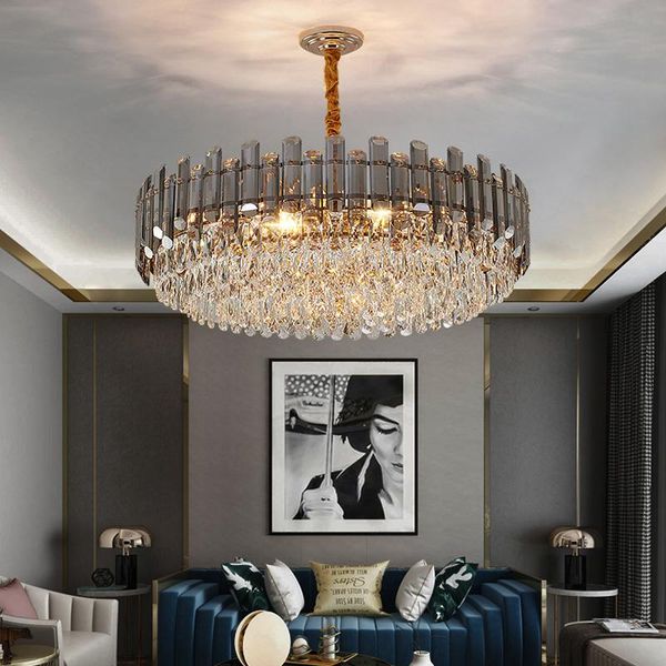 

chandeliers luxury crystal chandelier for living room rectangle kitchen lamp modern home decor light fixture led indoor cristal lustre smoky