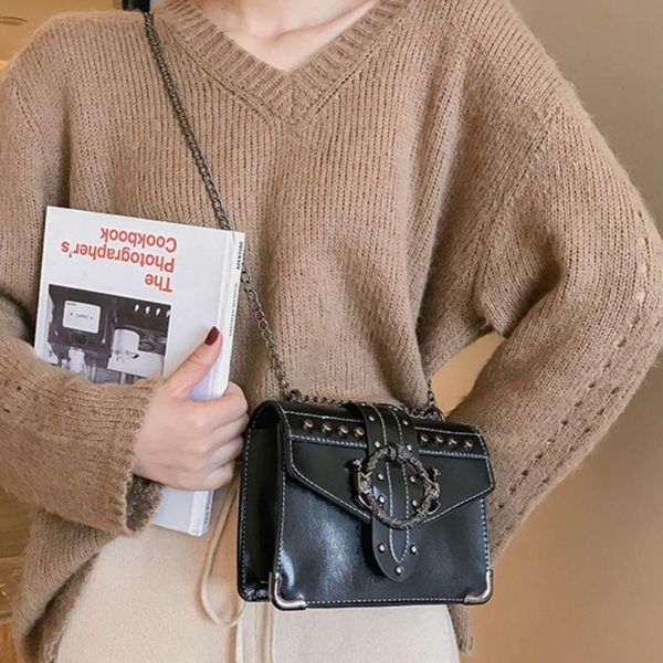 

women korean punk bag ladies pu shoulder fashion casual small square chain messenger bags d0ud evening