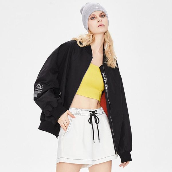 

women's jackets spring autumn women sport baseball jacket female loose clothing fashion street coat, Black;brown