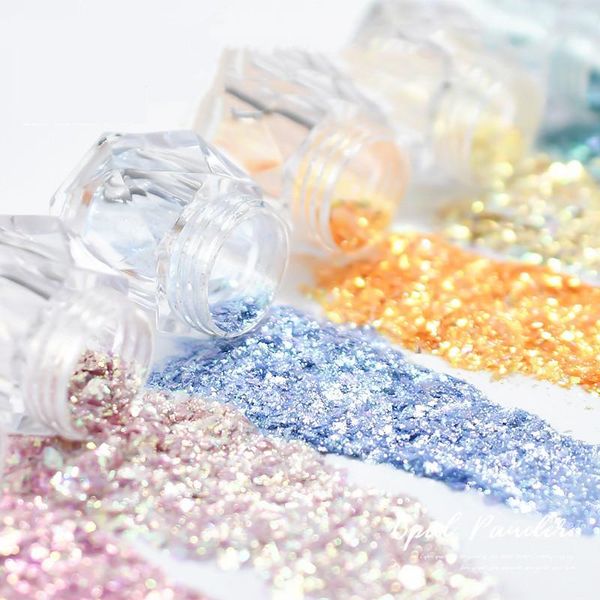 

nail glitter opal powder art ultra-thin phantom color super flash polarized polish cosmetics fine and soft mermaid foil, Silver;gold