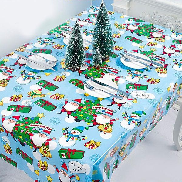 

disposable dinnerware 108cmx179cm pvc santa claus christmas tree flower print tablecloth dinner party year diy table cloth decorations