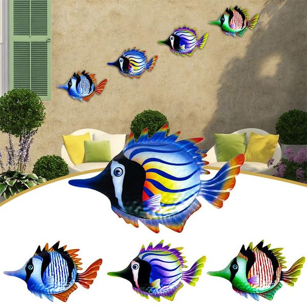 

decorative objects & figurines 2021 metal tropical fish wall art decor beautiful vintage sculptures ornament for home patio garden @ls