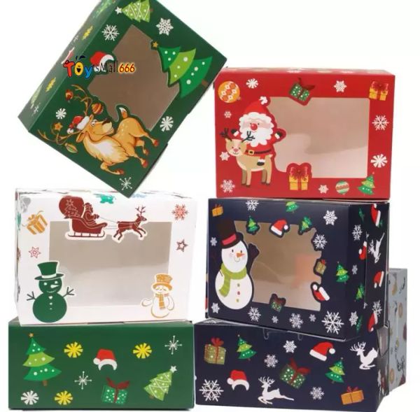 

cardboard portable christmas gift box party favor holders candy cookie boxes with snowman santa claus gifts card fy5029