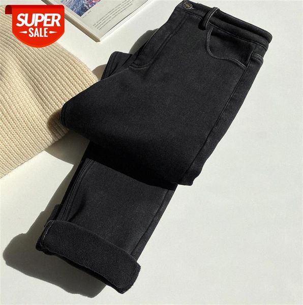 

zhi chuxi [slim-leg pants] high-waisted and fleece jeans women's slim pants trousers 1901 #6j00, Black;gray