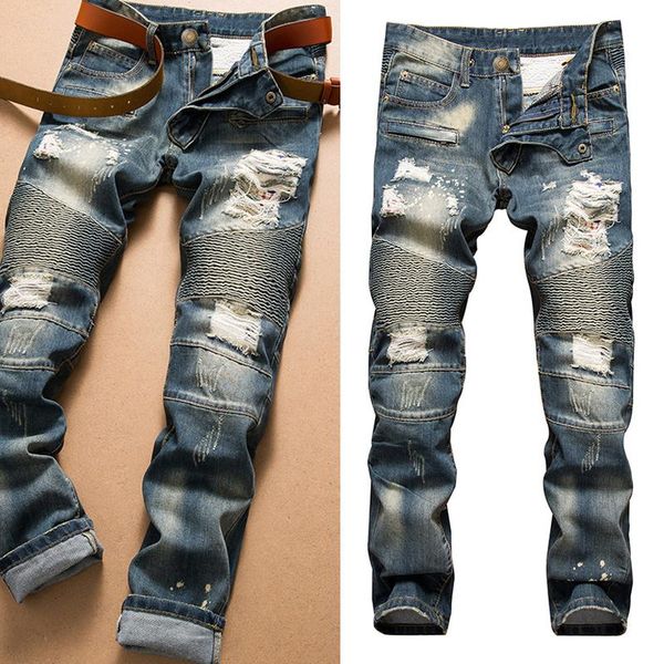 

men's jeans european fashion brand slim pants 2021 fall/winter, Blue