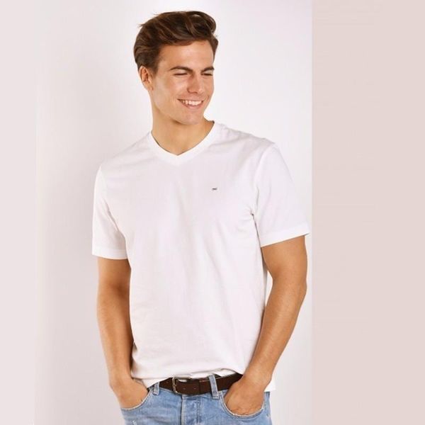 

men's t-shirts men v-neck short sleeve t-shirt hombre t shirt for male 100%cotton man clothing homme tees, White;black