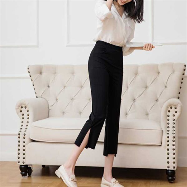 

women's pants & capris pencil women trousers spring autumn elegant high waist split slim 2021 fashion streetwear plus size, Black;white