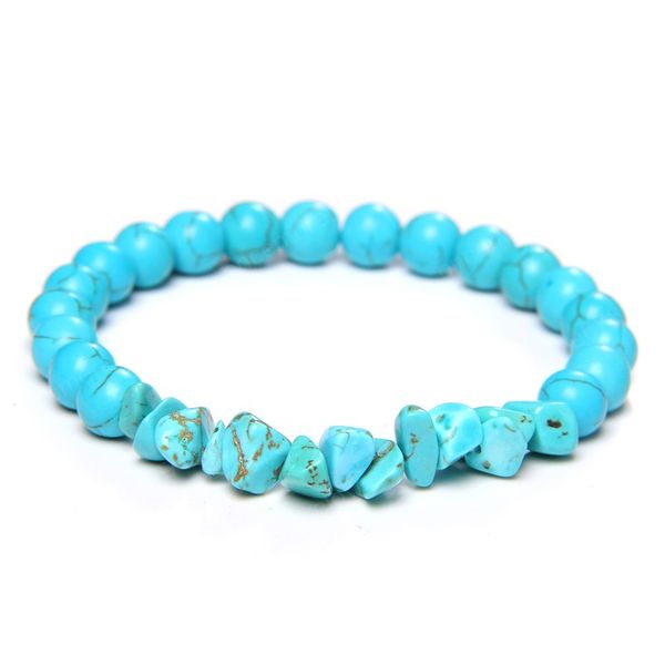 

natural stone round gravel shape bead bracelet lapis lazuli solid color jewelry for women men creative gift, Black