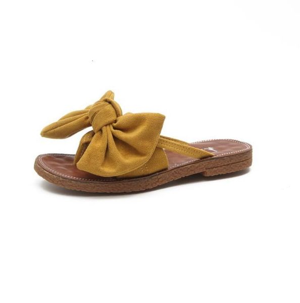 

summer women flip flops fashion solid color bow tie flat heel sandals size 36-40 outdoor slipper beach shoes for female, Black