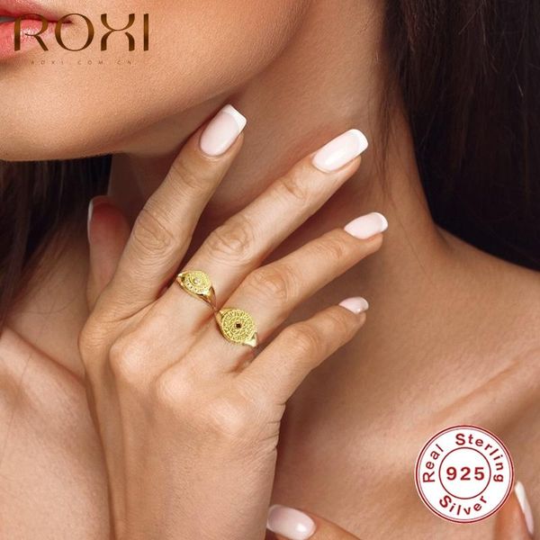 

cluster rings roxi twelve constellation patron star finger for women 925 sterling silver men wide noodles ring fine jewelry gift anillos, Golden;silver