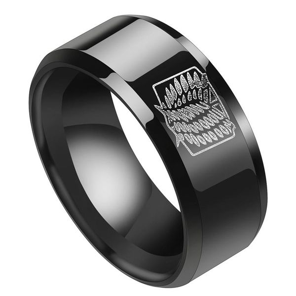 

wide tianium steel attack black ring giant legion flag signet men anime fans gifts cluster rings, Golden;silver