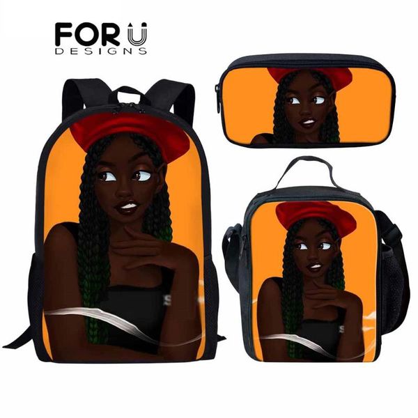 

school bags forudesigns 3d cute cartoon african girl print for girls boys black art love kids backpacks student bookbag