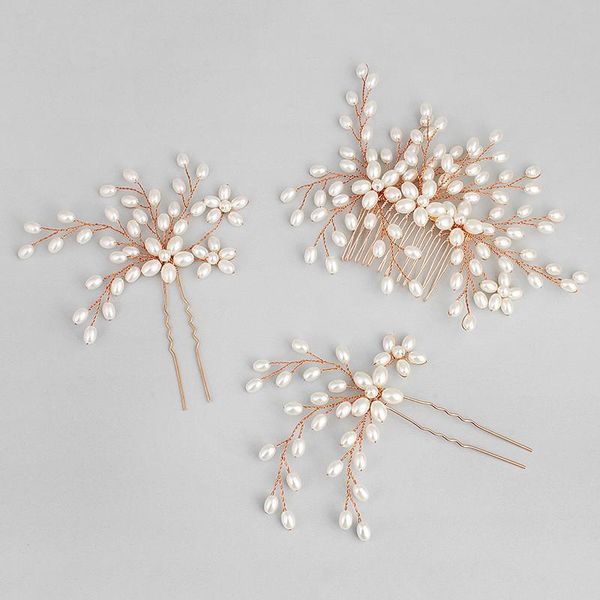 

hair clips & barrettes rose gold bridal pearls comb jewelry fashion wedding pins accessories women headpiece, Golden;silver