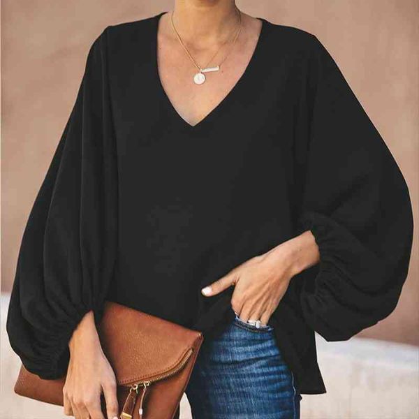 

chiffon lantern sleeve v neck solid women blouse lace patchwork oversize female blouses spring casual ladies elegant, White