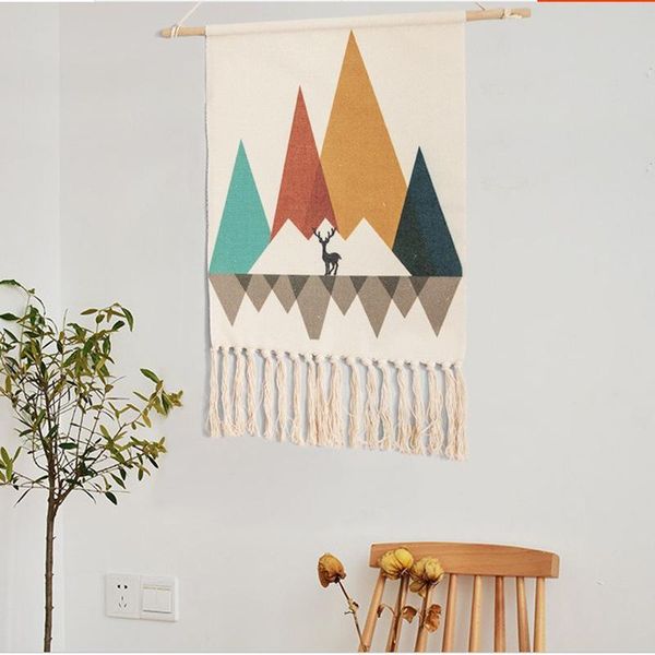 

tapestries tapestry nordic style decorative wall hanging hand woven tassel picture printing home background
