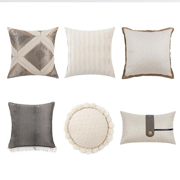 

cushion/decorative pillow simple beige grey cushion cover dobby pillowcase sofa waist home decor