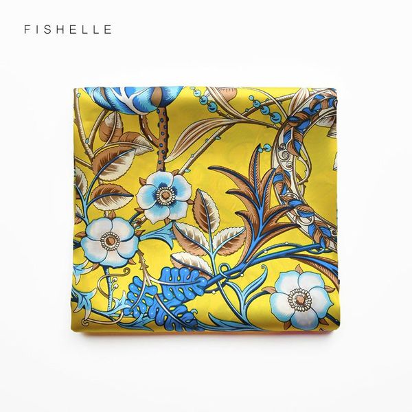 

scarves chinese natural silk scarf satin 90cm for women 100% pure bandana hijab square yellow wrap shawl gift ladies, Blue;gray