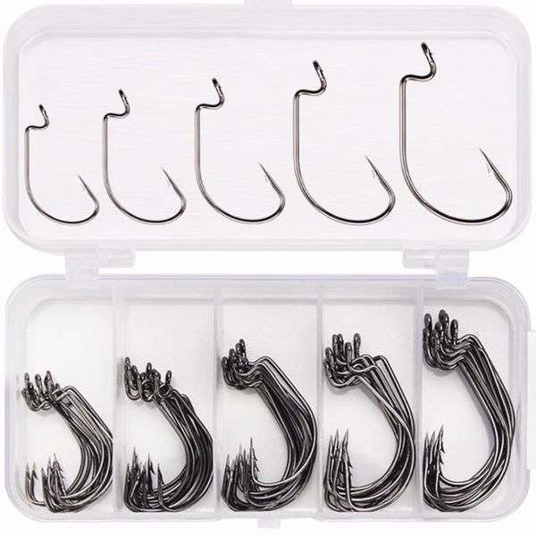 

set black nickel hook 2#-3/0# dezhou fishing 50pcs sea hooks offset big tackles accessories fishhook
