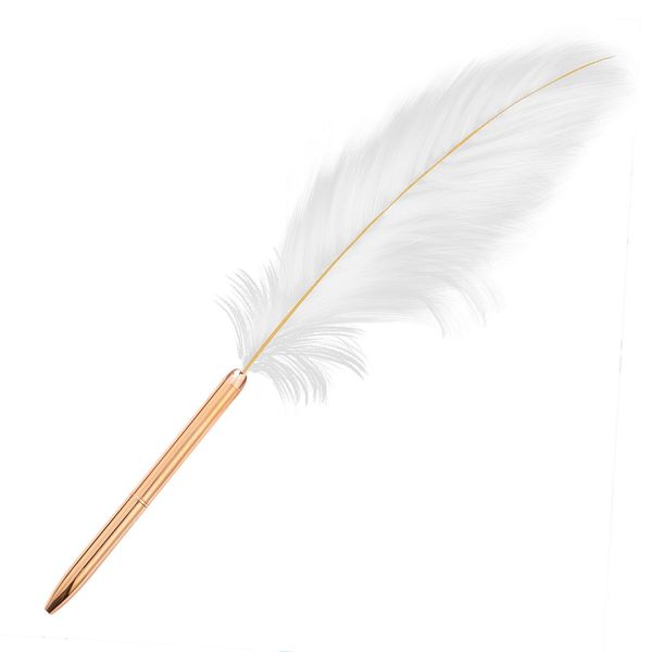 2021 Spot Großhandel White Feather Metal Ballpoint Pen Creative Geschenkset Roségold -Stangen -Werbung Stifte Customize