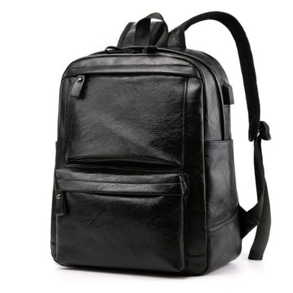 

backpack leather men usb charging waterproof male 15.6 inch lapbag business large capacity travel 109