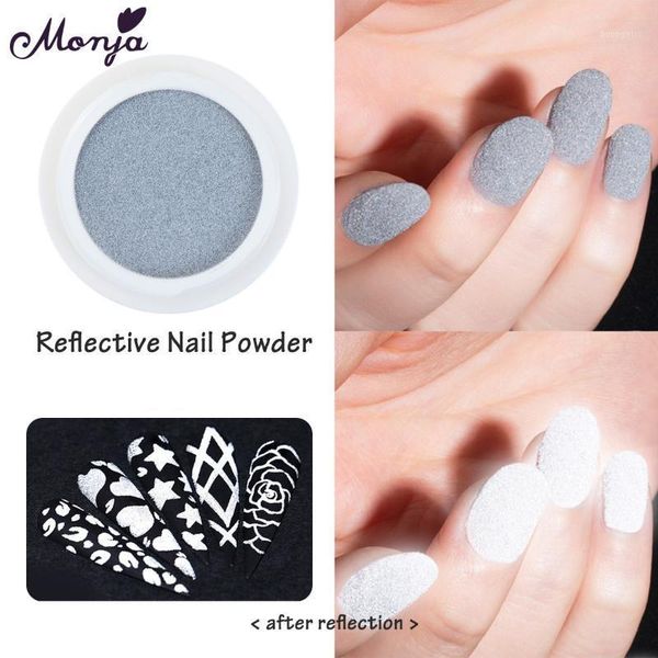 

monja 2 styles glow in dark for sparkling pigment shiny luminous dust nail art reflective glitter powder diy manicure decoration1, Silver;gold