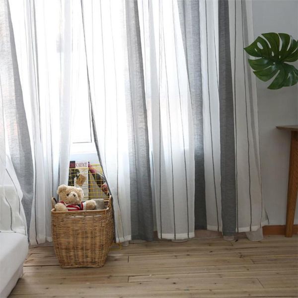 

curtain & drapes simple striped style plain transparent engineering cambric modern window gauze for living room bedroom study