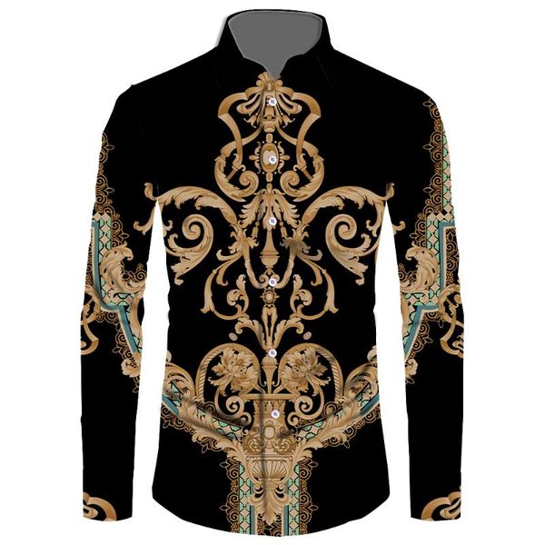

men's casual shirts fashion print male long sleeve button shirt factory price soft comfortable for slim fit men big size 6xl, White;black