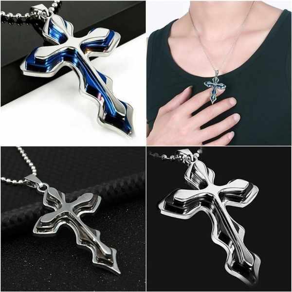 

pendant necklaces cross necklace silver women unisex's chain crucifix men stainless steel