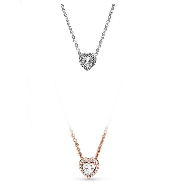 

charm 18k heart pendant necklace cz diamond bright star chain item original boxed pandora 925 sterling silver men's and women's se