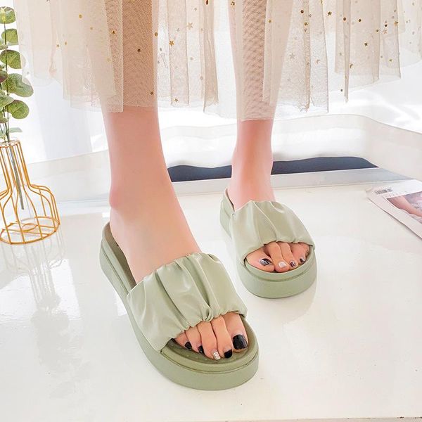 

shoes women ladies' slippers low pantofle luxury slides platform soft summer 2021 designer flat rome pu rubber w, Black