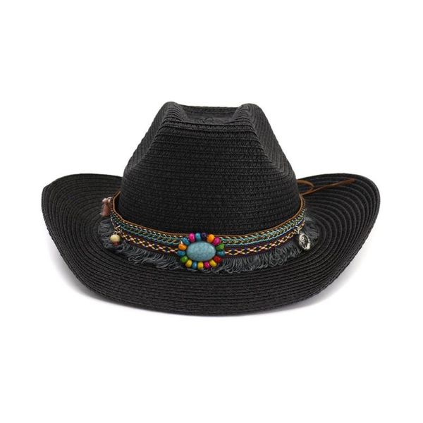 

wide brim hats sun hat for women summer simple western cowboy ethnic style straw outdoor beach sunscreen hz92, Blue;gray