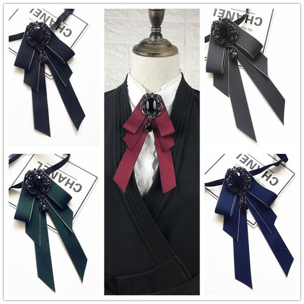 

korean high-grade handmade bow tie men's banquet accessories female british college style black rhinestone bowtie neck ties, Blue;purple