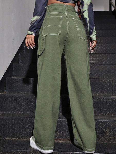 

slant pocket titching straight leg jeans o9cf#, Blue