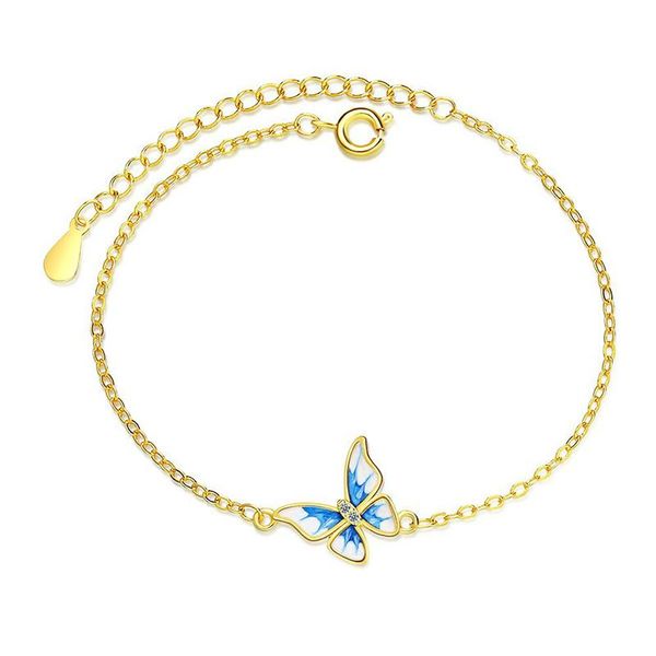 

charm bracelets fashion cute lovely butterfly for women shiny crystal two tone epoxy golden link chain bracelet jewelry gift, Golden;silver