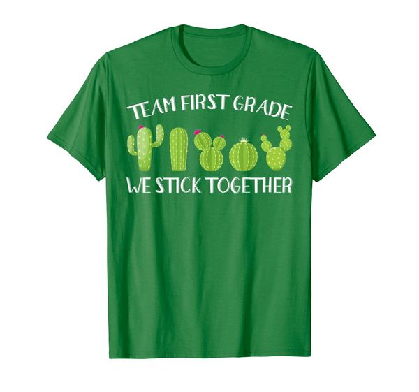 

team first grade we stick together shirt cute cactus teacher t-shirt, White;black