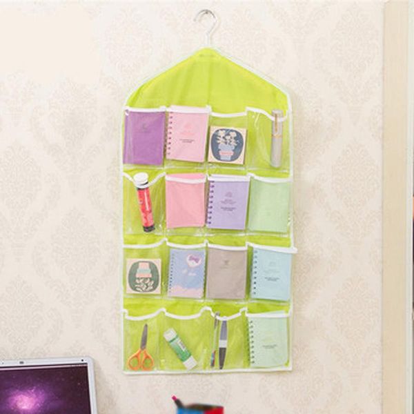 

storage bags clear over door hanging bag rack hanger organizer 16 pockets & hook