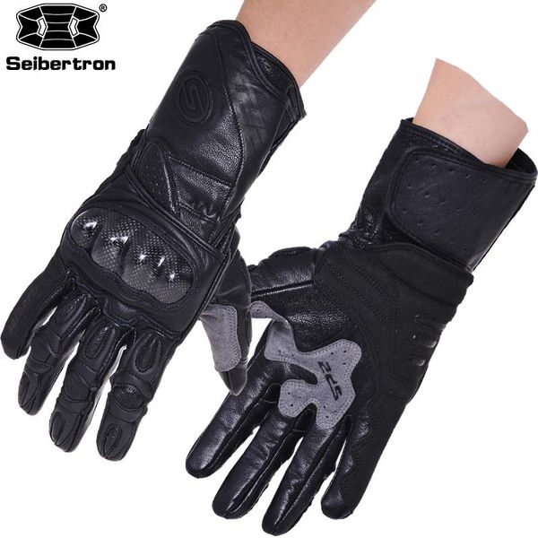 

seibertron professional race gloves motorcycle sheepskin fabric riding gear sp2 highway moto cycling, Black
