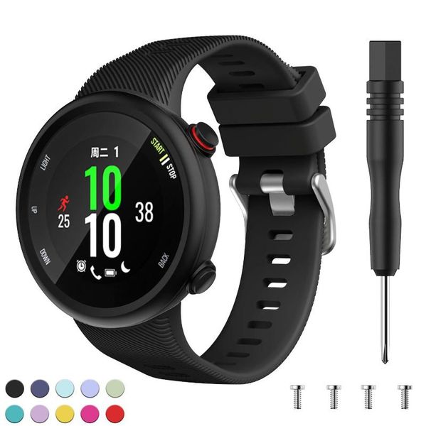 

watch bands for garmin forerunner 45 silicone sport strap watchbands wristband bracelet 18mm band with screwdriver 45s, Black;brown