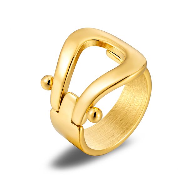 

2022 new minimalist stainless steel 18 k jewelry temperament metal texture gold color party ring accessories anillos mujer gift, Silver