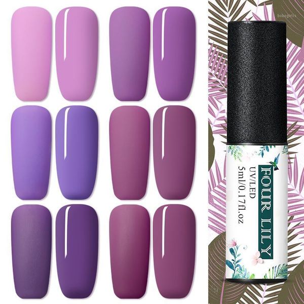 

lily 5ml purple series color soak off gel polish matte uv varnish one-s long lasting nail art design1, Red;pink