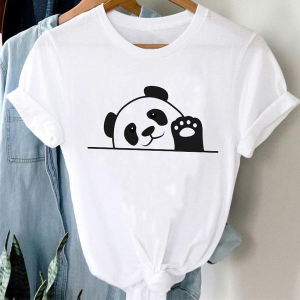 

women's t-shirt t-shirts women 90s cartoon panda cute trend animal printing fashion clothes stylish tshirt lady print tee, White