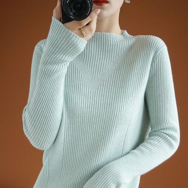 

wool sweater for women spring pullover half turtleneck long sleeves short casual stylish sweaters female fashion knitwear women's, White;black