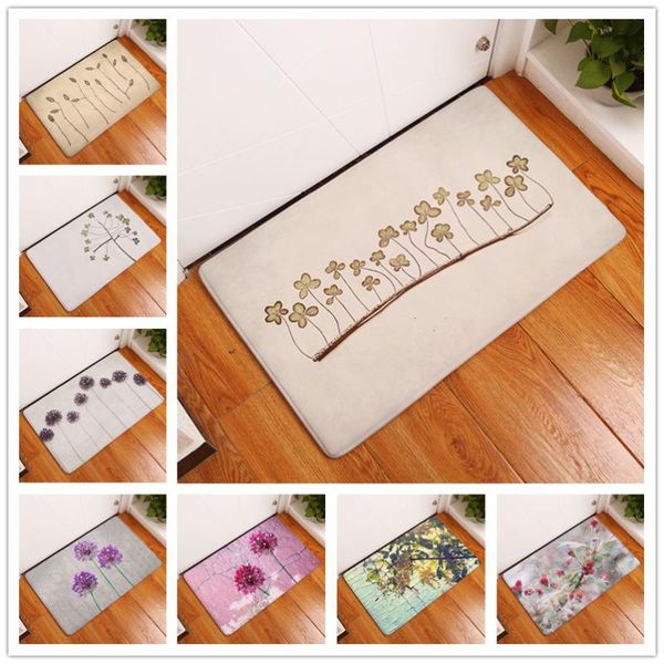 

carpets anti-slip plant leaves and flowers print mats bathroom floor kitchen rugs 40x60 50x80cm