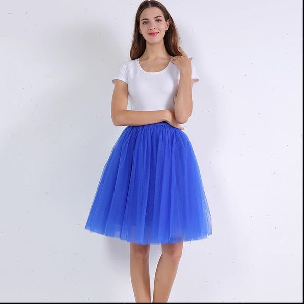 

7 women skirts layered tulle womens high waist swing dolly ball gown underskirt mesh tutu summer midi skirt faldas saias, Black