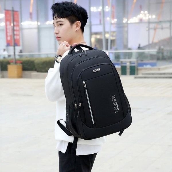 

backpack little boy school bag large capacity black nylon multifunctional college student middle male