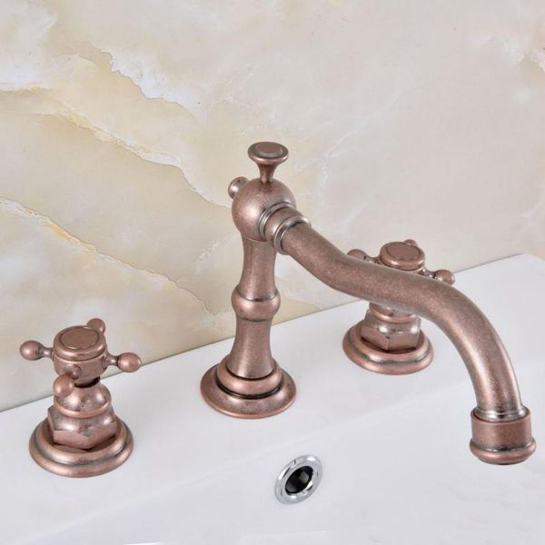 

bathroom sink faucets antique copper 3 holes widespread basin faucet deck mounted vessel / bathtub dual handle mixer taps