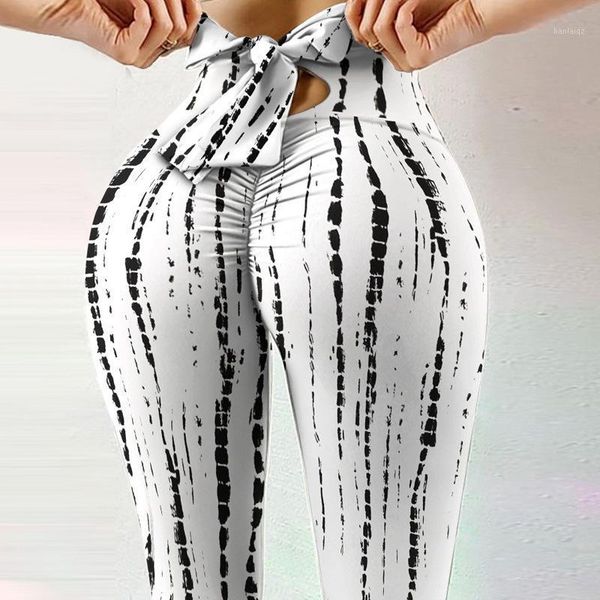 

yoga outfit print bow pants women 2021 female workout leggins high waist gym sporting leggin sport fitness push up running trousers