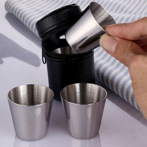 

water bottles bottle for whiskey glass stainless steel canteen beer equipment wine folding hiking accessories drink 30ml